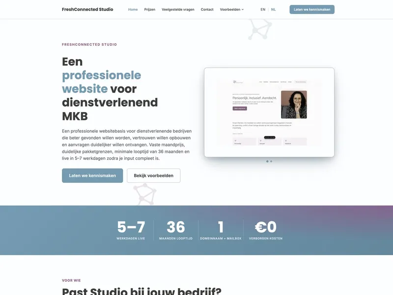 FreshConnected Studio website gebouwd op het eigen platform – Website