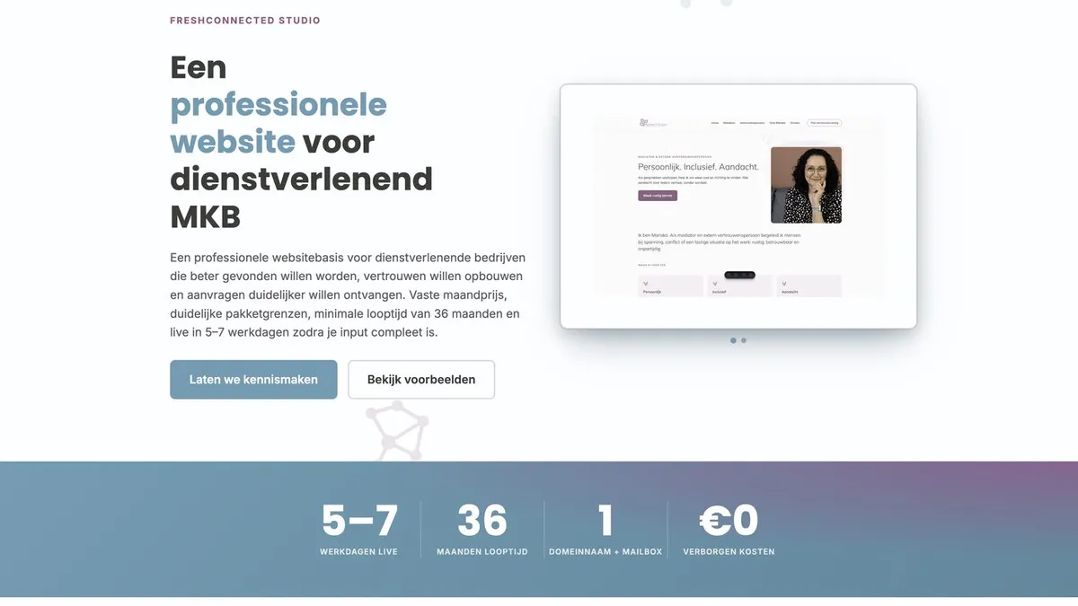 FreshConnected Studio website gebouwd op het eigen platform – Website