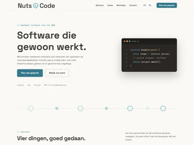 Nuts & Code website voor maatwerk software en automatisering – Website