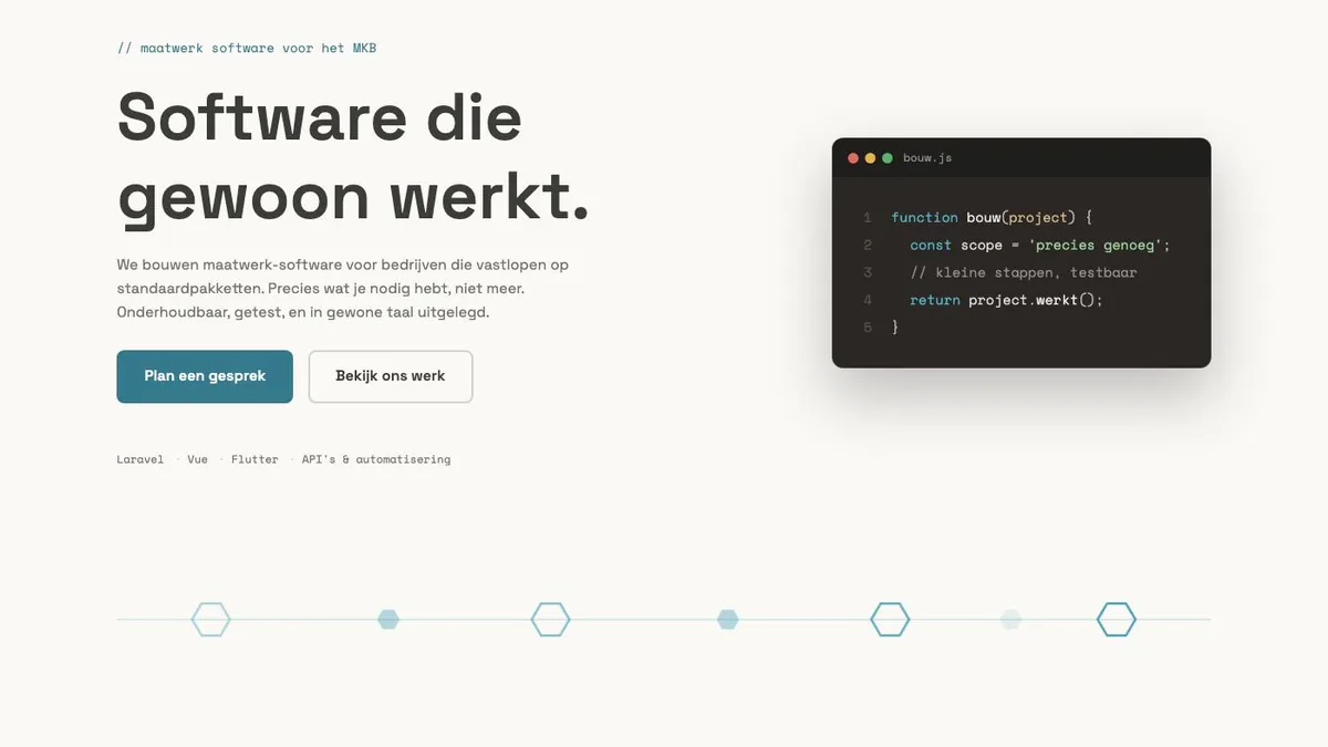 Nuts & Code website voor maatwerk software en automatisering – Website