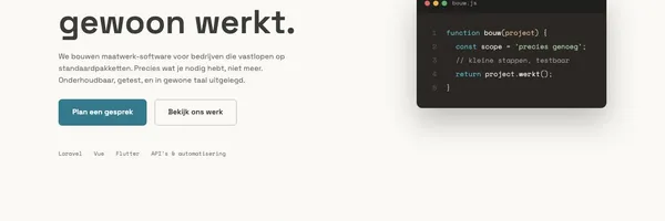 Nuts & Code website voor maatwerk software en automatisering